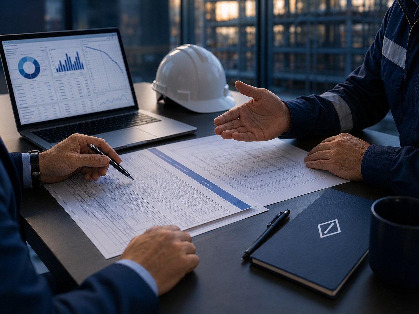 BIM and technical coordination review workstation with drawings and model reference
